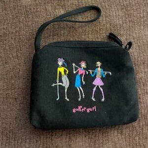 "Golfer Gurl" Black Canvas Wristlet Bag